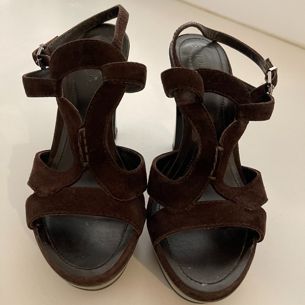 Tod's Brown Suede Platform Heels 5.5